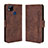 Leather Case Stands Flip Cover Holder BY3 for Xiaomi POCO C31 Brown