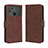 Leather Case Stands Flip Cover Holder BY3 for Xiaomi Poco C40 Brown