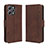 Leather Case Stands Flip Cover Holder BY3 for Xiaomi Redmi 12 4G Brown