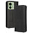 Leather Case Stands Flip Cover Holder BY4 for Motorola Moto Edge (2023) 5G Black