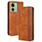 Leather Case Stands Flip Cover Holder BY4 for Motorola Moto Edge (2023) 5G Brown