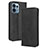 Leather Case Stands Flip Cover Holder BY4 for Motorola Moto Edge Plus (2023) 5G Black