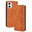 Leather Case Stands Flip Cover Holder BY4 for Motorola Moto G 5G (2023) Brown