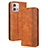 Leather Case Stands Flip Cover Holder BY4 for Motorola Moto G Stylus (2023) 4G Brown