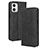 Leather Case Stands Flip Cover Holder BY4 for Motorola Moto G53j 5G Black