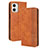 Leather Case Stands Flip Cover Holder BY4 for Motorola Moto G53j 5G Brown