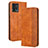 Leather Case Stands Flip Cover Holder BY4 for Motorola Moto G72 Brown