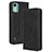 Leather Case Stands Flip Cover Holder BY4 for Nokia C12 Black