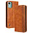 Leather Case Stands Flip Cover Holder BY4 for Nokia C12 Pro Brown