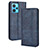 Leather Case Stands Flip Cover Holder BY4 for Realme 9 4G Blue