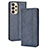 Leather Case Stands Flip Cover Holder BY4 for Samsung Galaxy A23 4G Blue