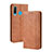 Leather Case Stands Flip Cover Holder BY4 for Samsung Galaxy M30 Brown