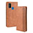 Leather Case Stands Flip Cover Holder BY4 for Samsung Galaxy M30s Brown