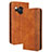 Leather Case Stands Flip Cover Holder BY4 for Sharp Aquos R8s Brown