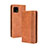 Leather Case Stands Flip Cover Holder BY4 for Sharp Aquos Sense4 Basic Brown