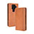 Leather Case Stands Flip Cover Holder BY4 for Sharp Aquos Sense4 Plus Brown