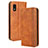 Leather Case Stands Flip Cover Holder BY4 for Sharp Aquos wish3 Brown