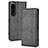 Leather Case Stands Flip Cover Holder BY4 for Sony Xperia 1 IV Black