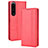 Leather Case Stands Flip Cover Holder BY4 for Sony Xperia 1 IV Red