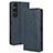 Leather Case Stands Flip Cover Holder BY4 for Sony Xperia 1 V Blue