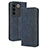 Leather Case Stands Flip Cover Holder BY4 for Vivo V27 5G Blue