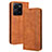 Leather Case Stands Flip Cover Holder BY4 for Vivo Y35 4G Brown