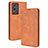 Leather Case Stands Flip Cover Holder BY4 for Vivo Y76s 5G Brown