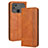 Leather Case Stands Flip Cover Holder BY4 for Xiaomi Poco C40 Brown