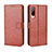 Leather Case Stands Flip Cover Holder BY5 for HTC Desire 22 Pro 5G Brown
