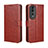 Leather Case Stands Flip Cover Holder BY5 for Huawei Honor 80 Pro 5G Brown