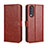 Leather Case Stands Flip Cover Holder BY5 for Huawei Nova 10z Brown