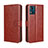 Leather Case Stands Flip Cover Holder BY5 for Motorola Moto E13 Brown