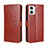 Leather Case Stands Flip Cover Holder BY5 for Motorola Moto G 5G (2023) Brown