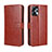 Leather Case Stands Flip Cover Holder BY5 for Motorola Moto G13 Brown