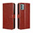 Leather Case Stands Flip Cover Holder BY5 for Nokia G22 Brown