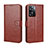 Leather Case Stands Flip Cover Holder BY5 for Oppo A57 4G Brown