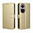 Leather Case Stands Flip Cover Holder BY5 for Oppo Reno10 5G Gold