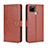 Leather Case Stands Flip Cover Holder BY5 for Realme C12 Brown