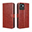 Leather Case Stands Flip Cover Holder BY5 for Realme C30s Brown