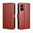 Leather Case Stands Flip Cover Holder BY5 for Realme C33 Brown