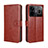 Leather Case Stands Flip Cover Holder BY5 for Realme GT3 5G Brown