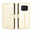 Leather Case Stands Flip Cover Holder BY5 for Sharp Aquos R6 Gold