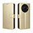 Leather Case Stands Flip Cover Holder BY5 for Sharp Aquos R8 Pro Gold