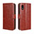 Leather Case Stands Flip Cover Holder BY5 for Sharp Aquos wish3 Brown