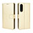 Leather Case Stands Flip Cover Holder BY5 for Sharp Aquos Zero5G basic Gold
