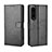 Leather Case Stands Flip Cover Holder BY5 for Sony Xperia 1 IV SO-51C Black