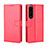 Leather Case Stands Flip Cover Holder BY5 for Sony Xperia 1 IV SO-51C Red