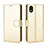 Leather Case Stands Flip Cover Holder BY5 for Sony Xperia Ace III SOG08 Gold