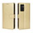 Leather Case Stands Flip Cover Holder BY5 for Vivo V23e 5G Gold