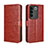 Leather Case Stands Flip Cover Holder BY5 for Vivo V27 5G Brown